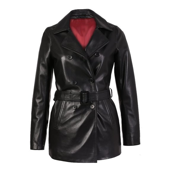 CARISSA WOMENS PLUS SIZE BLACK BELTED 3/4 LONG LEA